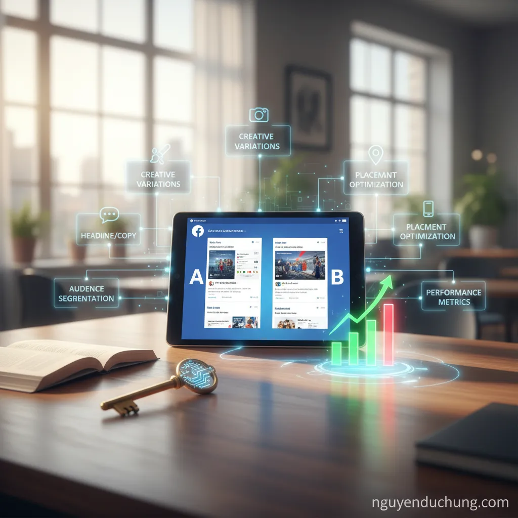 Dựa trên tiêu đề "A/B Testing trong Facebook Ads: Chìa khóa tăng hiệu quả", đây là 6 từ khóa hoặc cụm từ khóa chính: