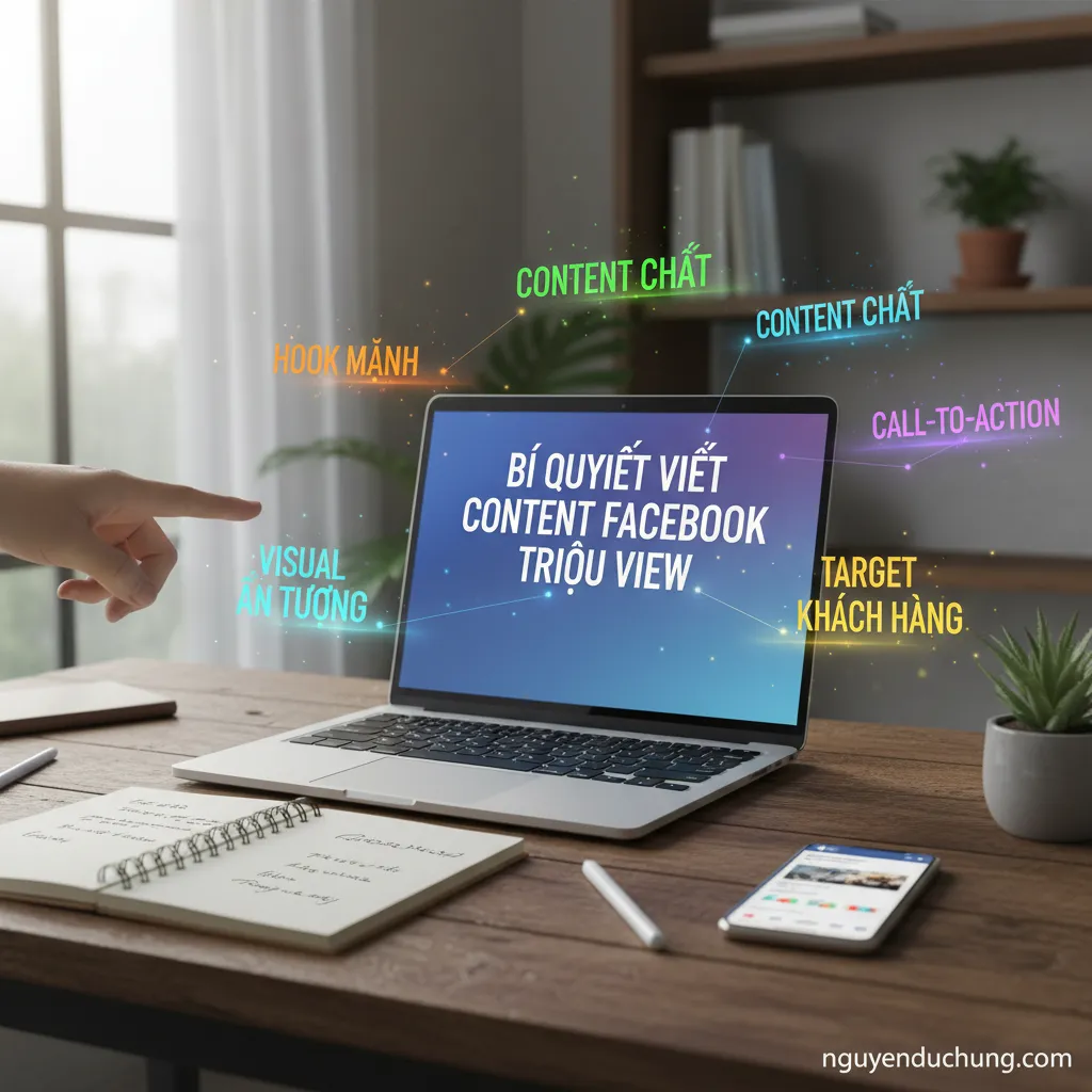 Từ tiêu đề "Bí quyết viết content Facebook triệu view", 6 từ khóa hoặc cụm từ khóa chính có thể là: