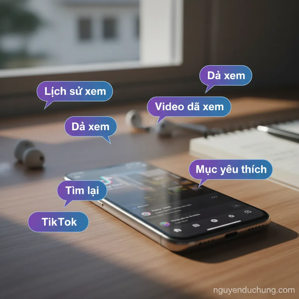 Dựa trên tiêu đề "Cách tìm lại video đã xem trên TikTok", đây là 6 từ khóa hoặc cụm từ khóa chính: