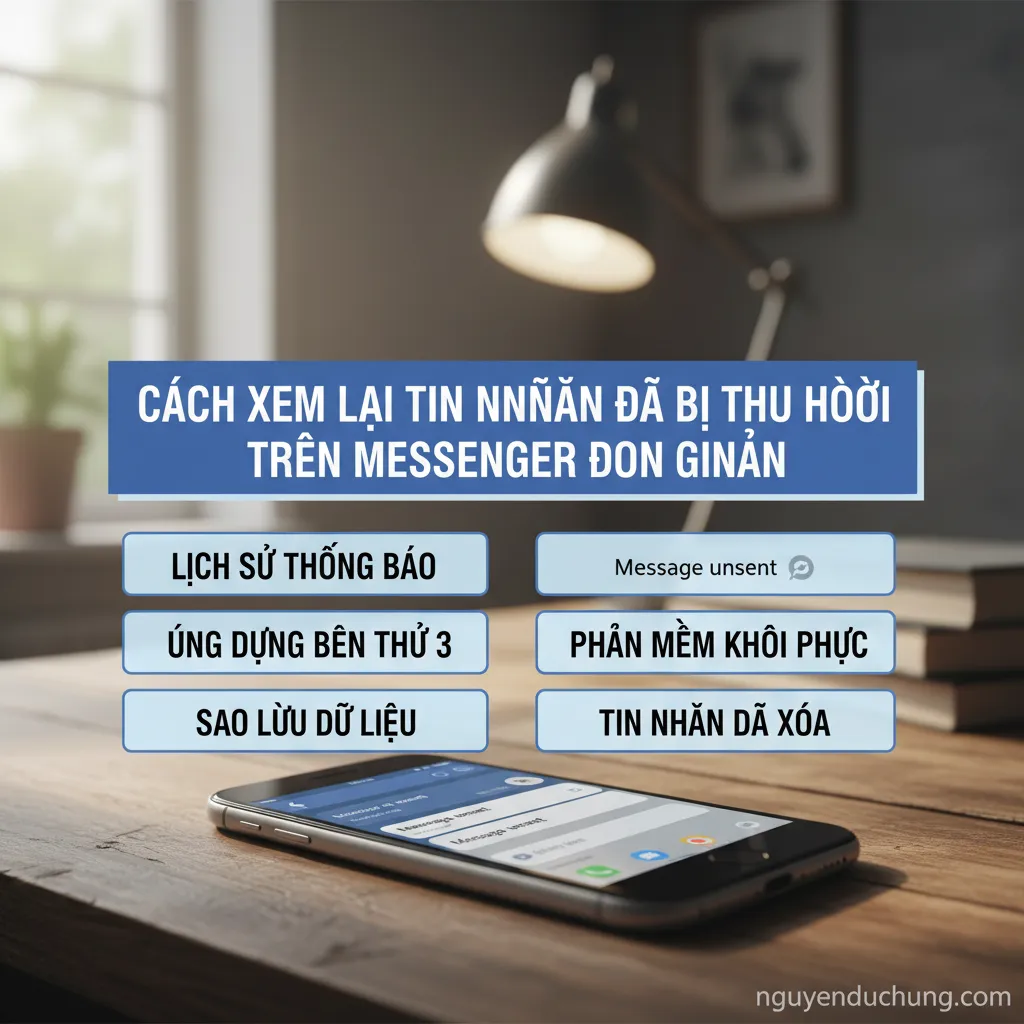 Dựa trên tiêu đề "Cách xem lại tin nhắn đã bị thu hồi trên Messenger đơn giản", 6 từ khóa hoặc cụm từ khóa chính có thể là: