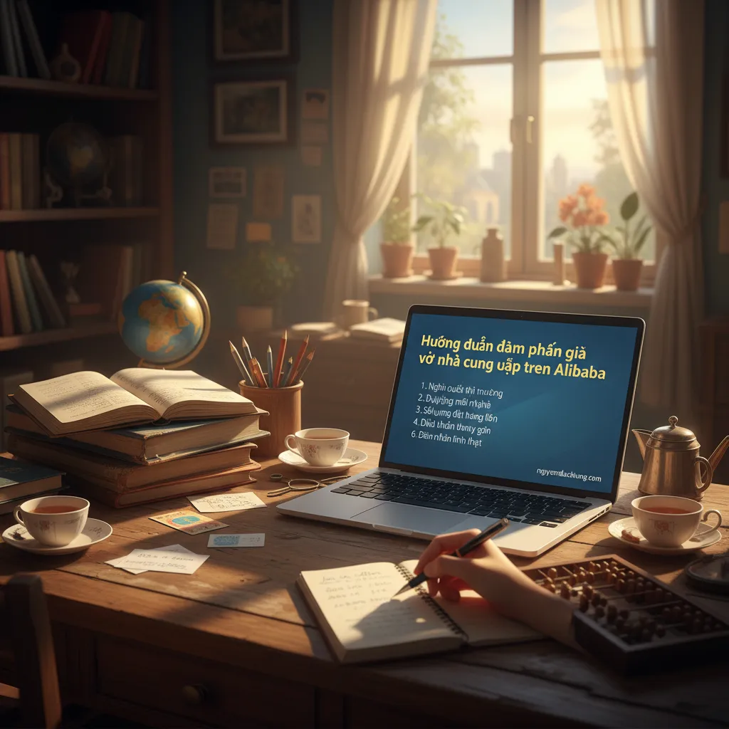 Dựa trên tiêu đề "Hướng dẫn đàm phán giá với nhà cung cấp trên Alibaba", 6 từ khóa hoặc cụm từ khóa chính có thể là: