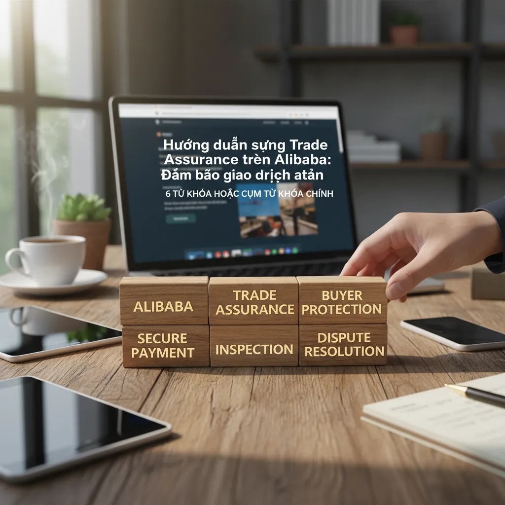Dựa trên tiêu đề "Hướng dẫn sử dụng Trade Assurance trên Alibaba: Đảm bảo giao dịch an toàn", đây là 6 từ khóa hoặc cụm từ khóa chính: