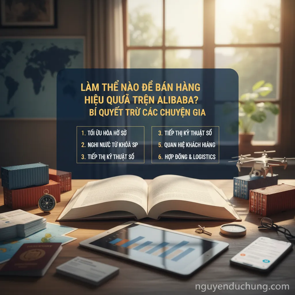 Dựa trên tiêu đề "Làm thế nào để bán hàng hiệu quả trên Alibaba? Bí quyết từ các chuyên gia", đây là 6 từ khóa hoặc cụm từ khóa chính: