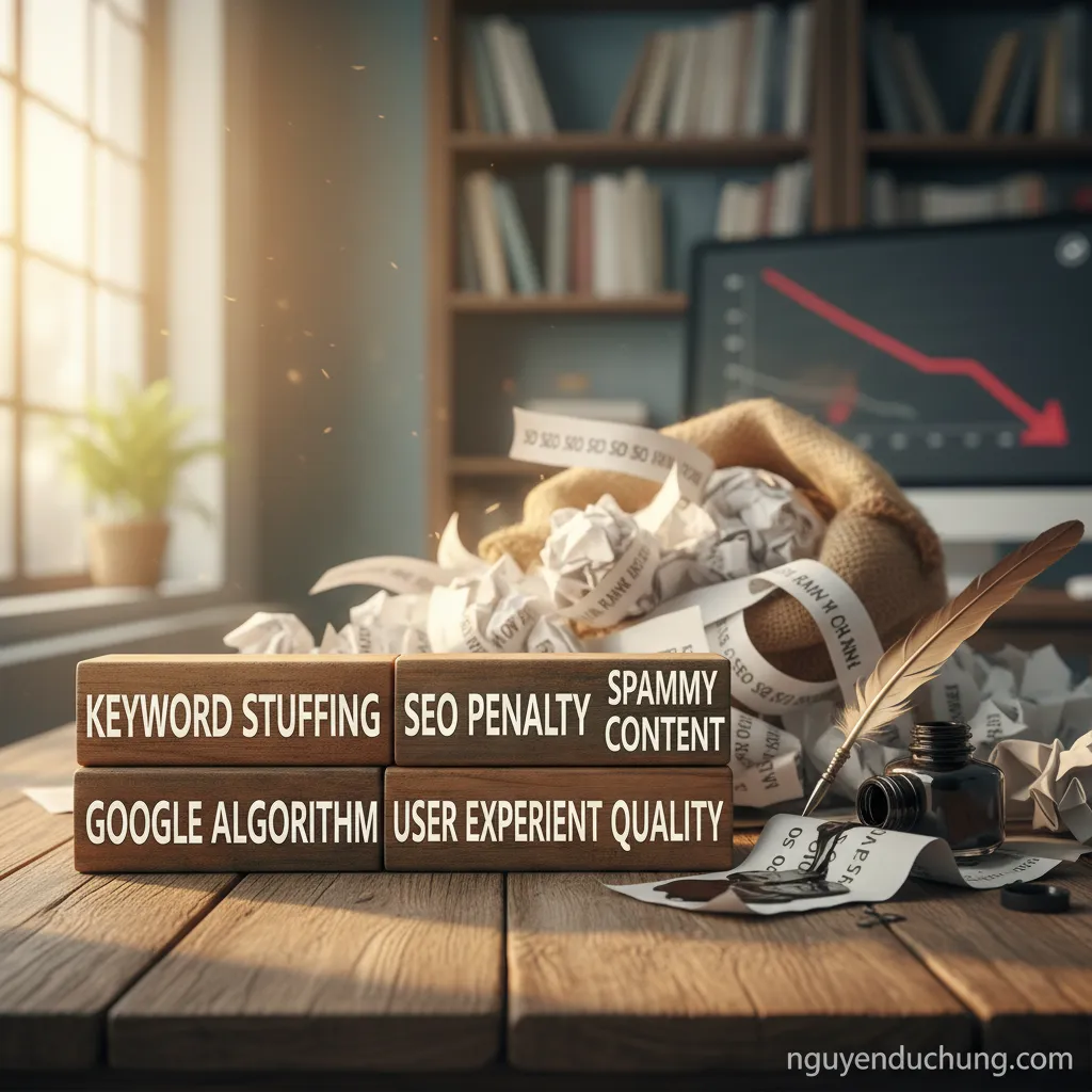 Dựa trên tiêu đề "Nhồi nhét từ khóa – Chiến lược phản tác dụng trong SEO", đây là 6 từ khóa hoặc cụm từ khóa chính có thể được sử dụng: