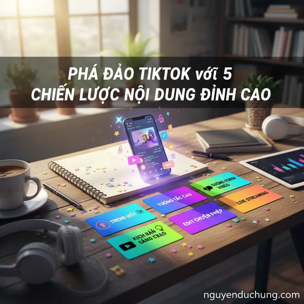 Dựa trên tiêu đề "Phá đảo TikTok với 5 chiến lược nội dung đỉnh cao", đây là 6 từ khóa hoặc cụm từ khóa chính: