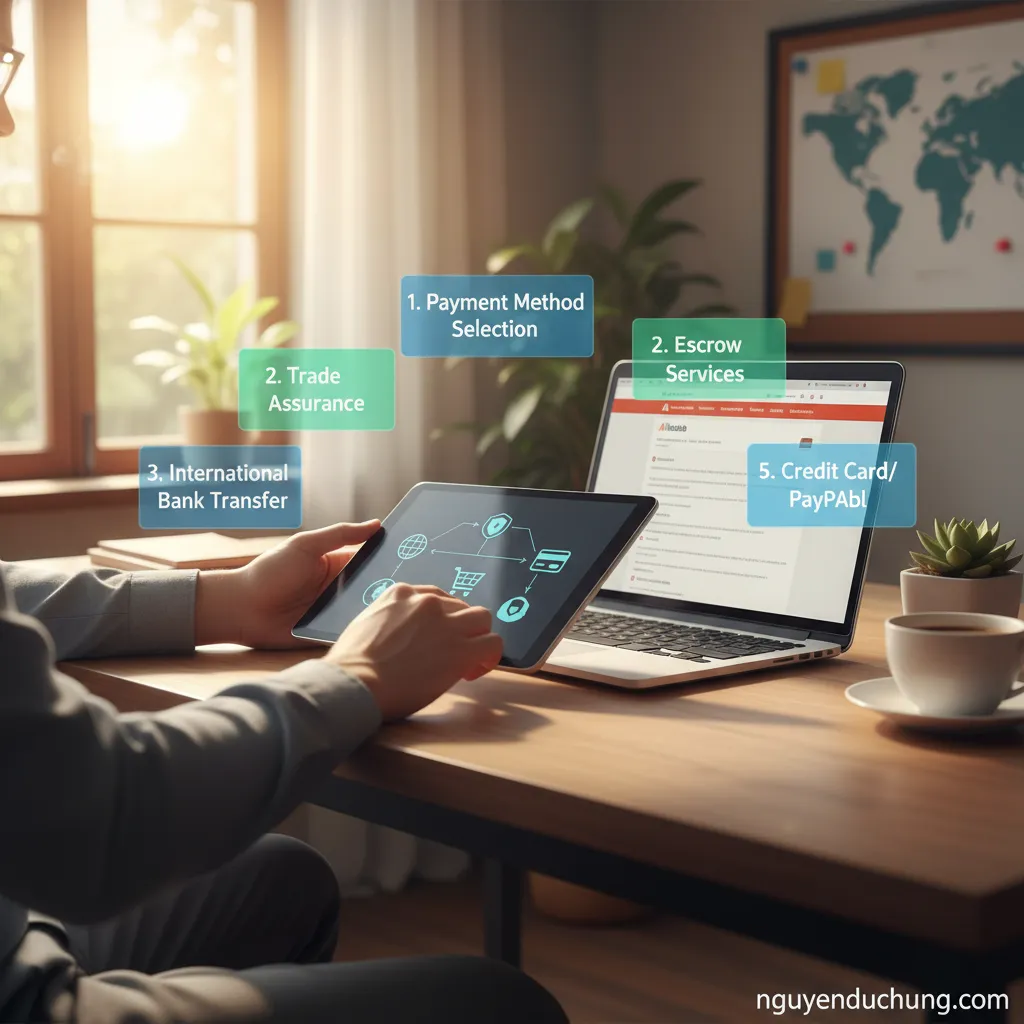 Dựa trên tiêu đề "Quy trình thanh toán quốc tế khi mua hàng trên Alibaba", 6 từ khóa hoặc cụm từ khóa chính có thể là: