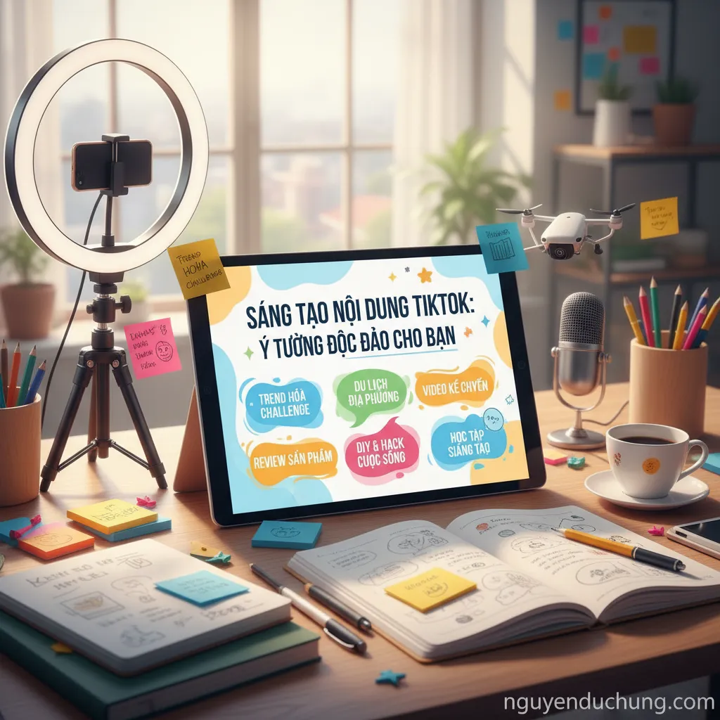 Dựa trên tiêu đề "Sáng tạo nội dung TikTok: Ý tưởng độc đáo cho bạn", 6 từ khóa hoặc cụm từ khóa chính có thể là: