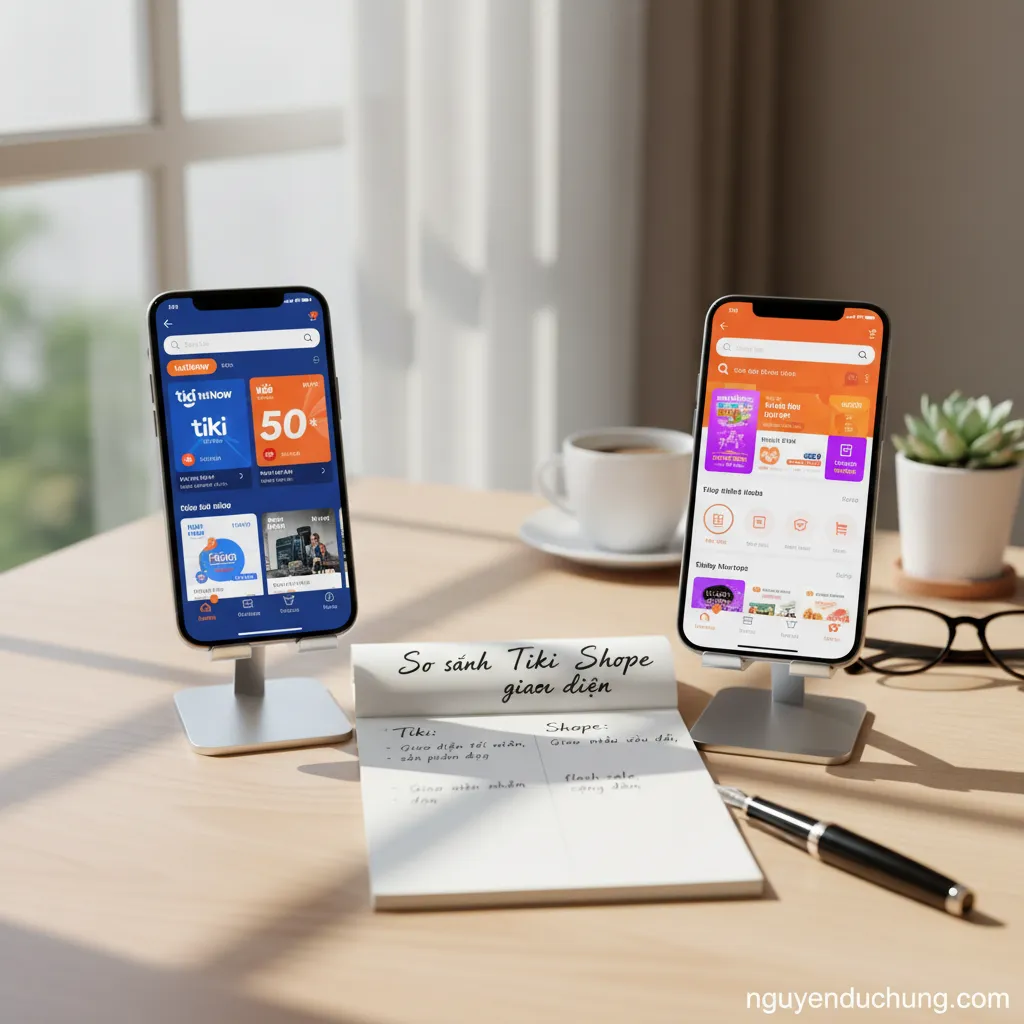 So sánh Tiki Shopee giao diện