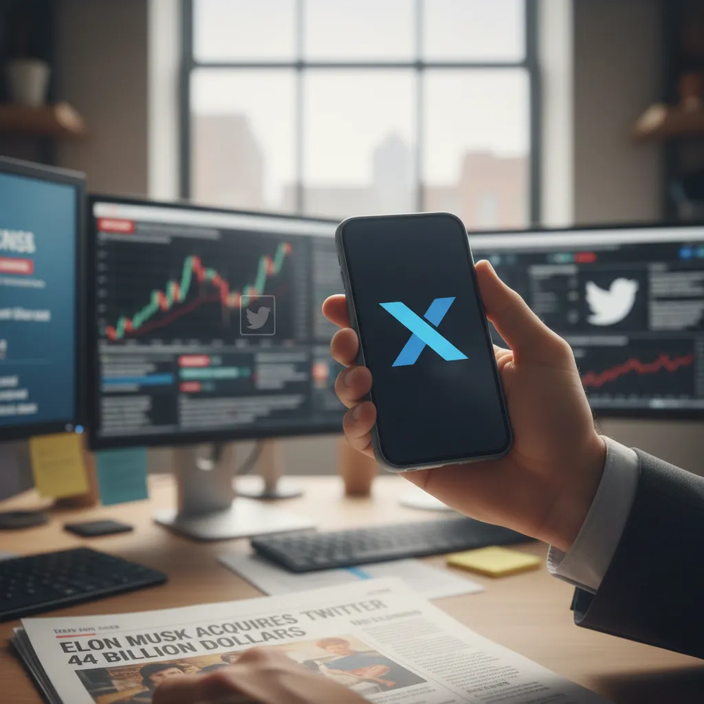 Bàn tay cầm điện thoại hiển thị logo Twitter