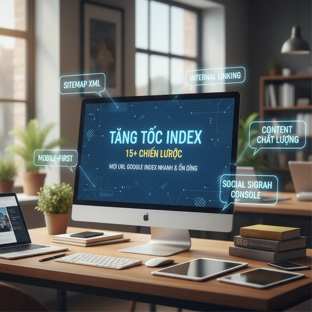 Dựa trên tiêu đề "Tăng Tốc Index: 15+ Chiến Lược Giúp Mọi URL Được Google Index Nhanh và Ổn Định", 6 từ khóa hoặc cụm từ khóa chính có thể là: