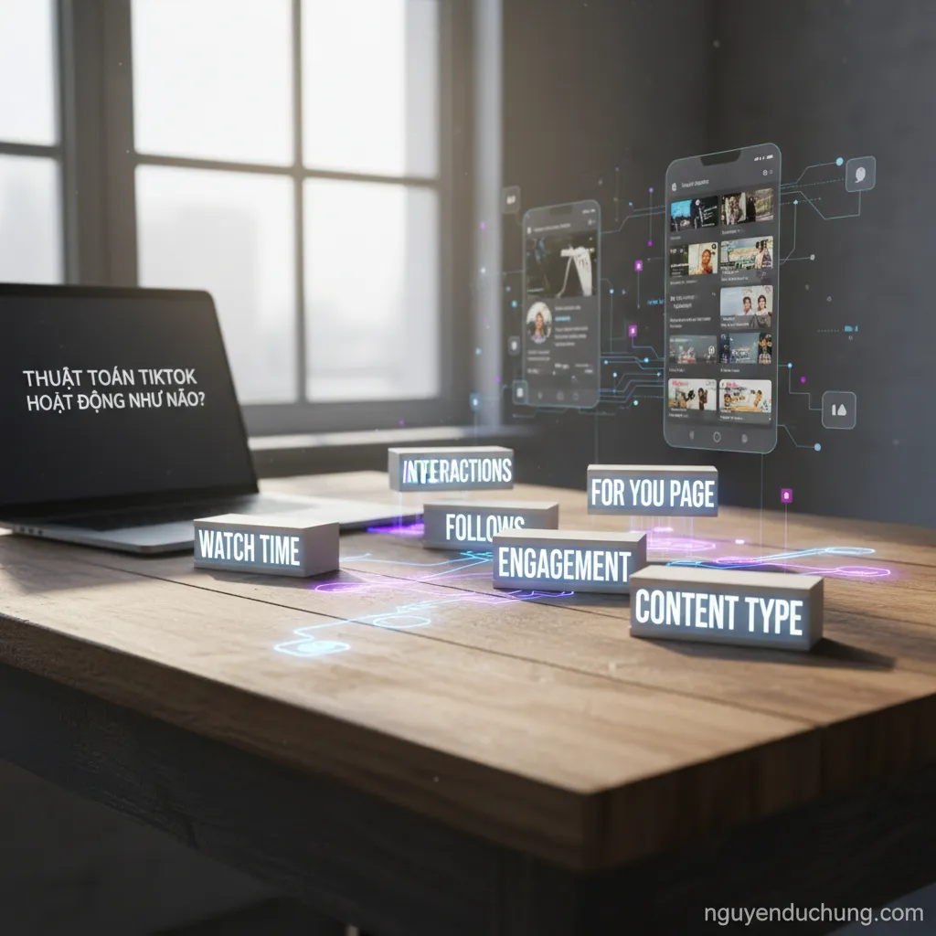 Dựa trên tiêu đề "Thuật toán TikTok hoạt động như thế nào?", đây là 6 từ khóa hoặc cụm từ khóa chính:
