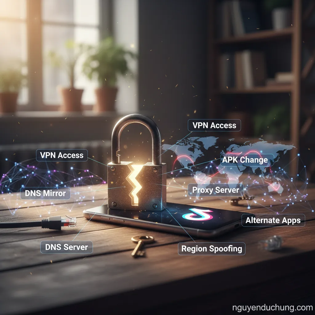 Dựa trên tiêu đề "TikTok bị cấm: Làm sao để mở khóa?", đây là 6 từ khóa/cụm từ khóa chính: