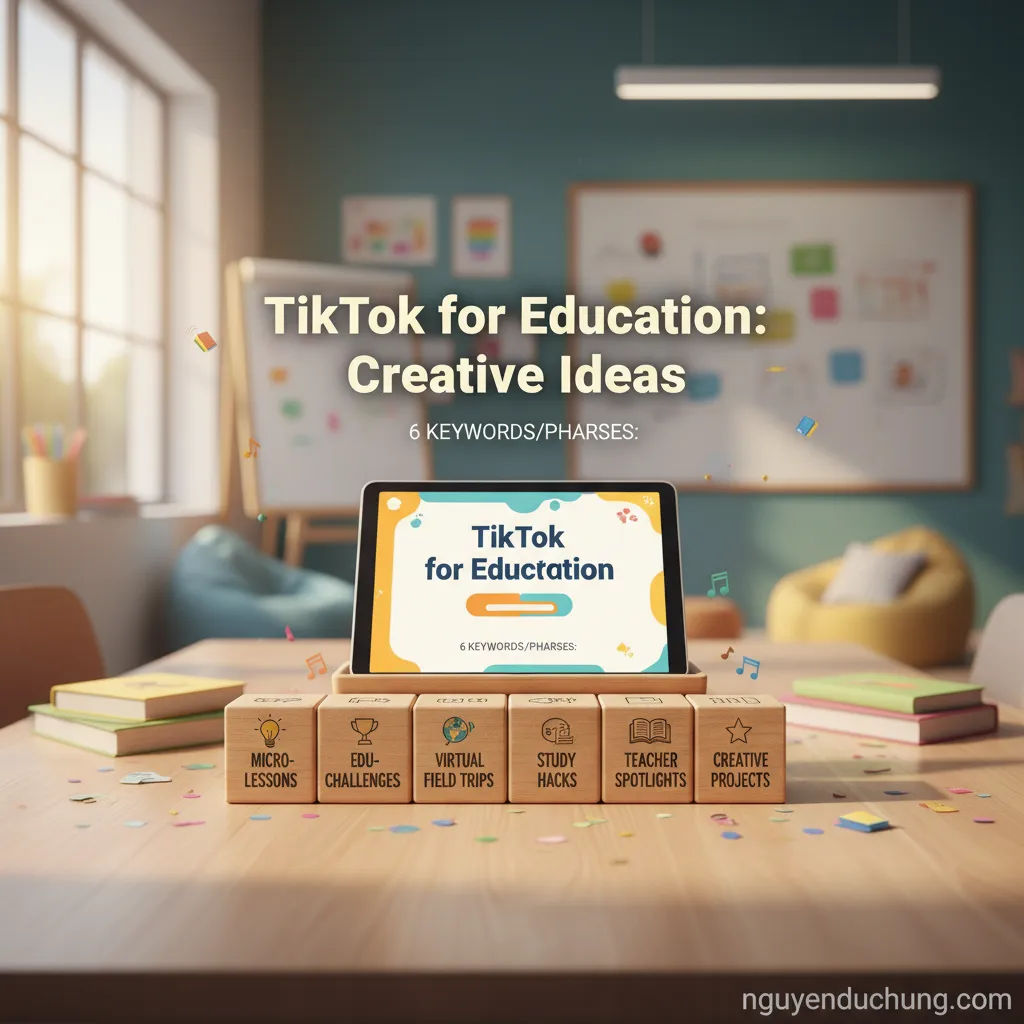 Dựa trên tiêu đề "TikTok cho ngành giáo dục: Các ý tưởng độc đáo", đây là 6 từ khóa hoặc cụm từ khóa chính: