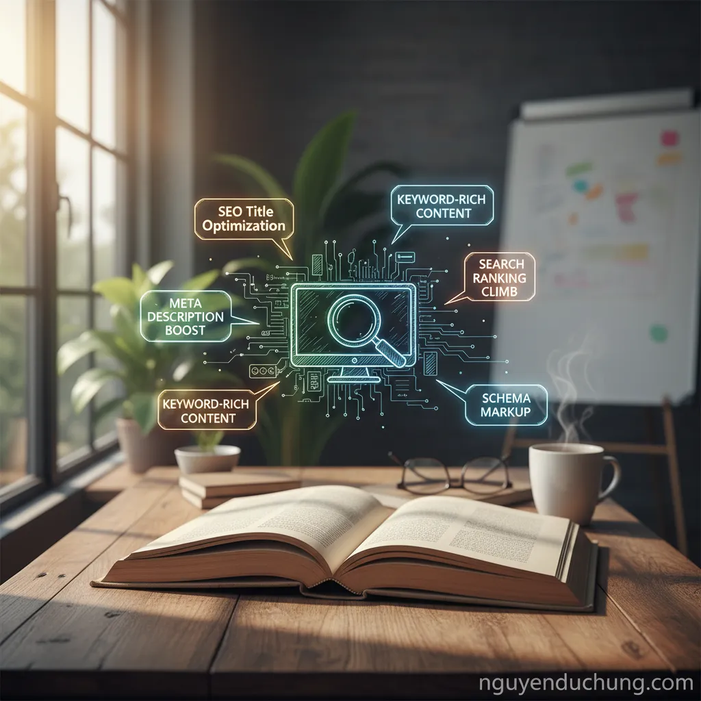 Dựa trên tiêu đề "Tối ưu hóa thẻ meta title và description để tăng thứ hạng tìm kiếm", 6 từ khóa hoặc cụm từ khóa chính có thể là: