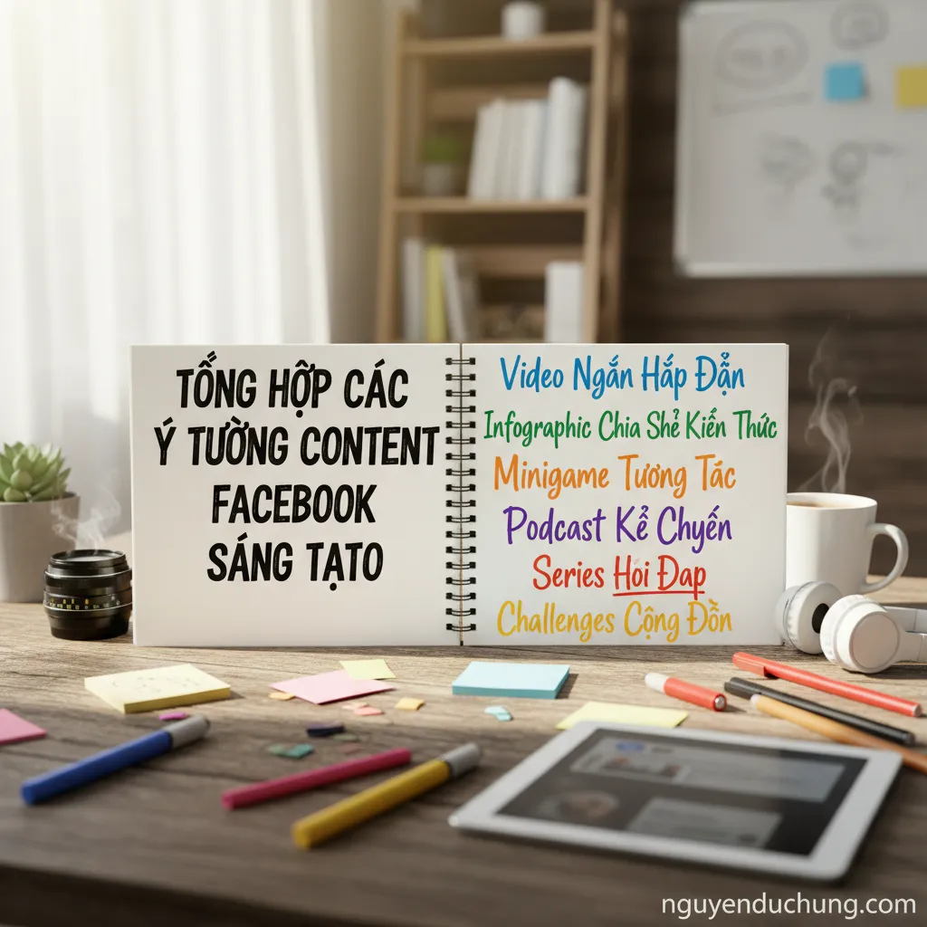 Dựa trên tiêu đề "Tổng hợp các ý tưởng content Facebook sáng tạo", đây là 6 từ khóa hoặc cụm từ khóa chính: