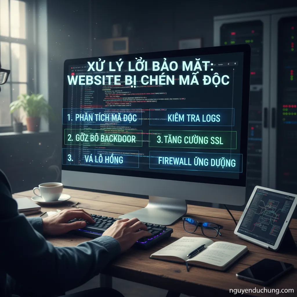 Dựa trên tiêu đề "Xử lý lỗi bảo mật: Website bị chèn mã độc", đây là 6 từ khóa hoặc cụm từ khóa chính: