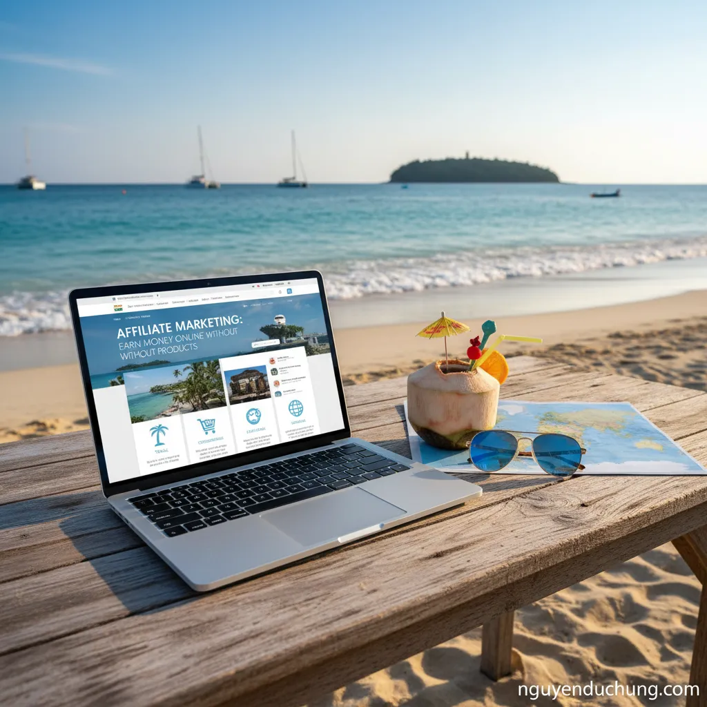 Laptop biển du lịch affiliate