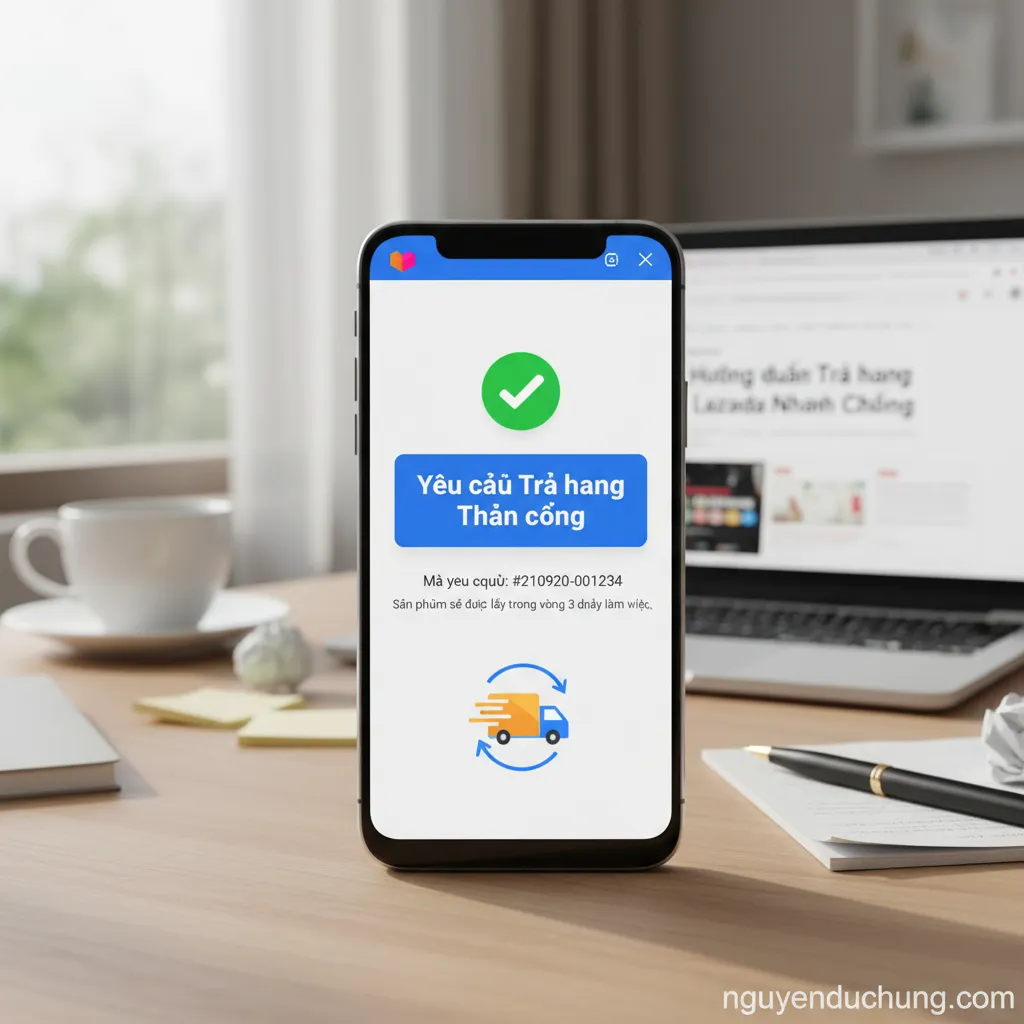 Ảnh chụp màn hình yêu cầu trả hàng Lazada thành công