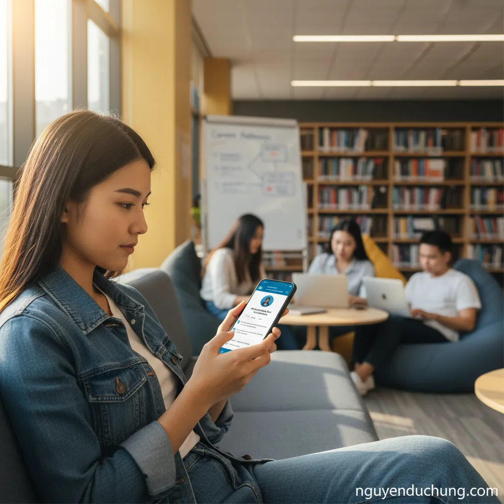 3. Sinh viên sử dụng LinkedIn trên điện thoại