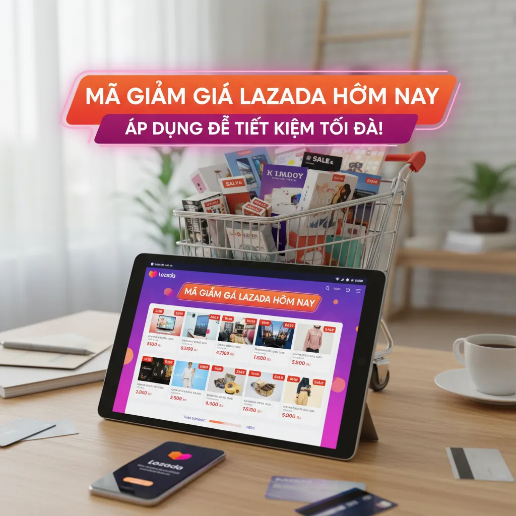Giỏ hàng Lazada đầy ắp với banner giảm giá nổi bật