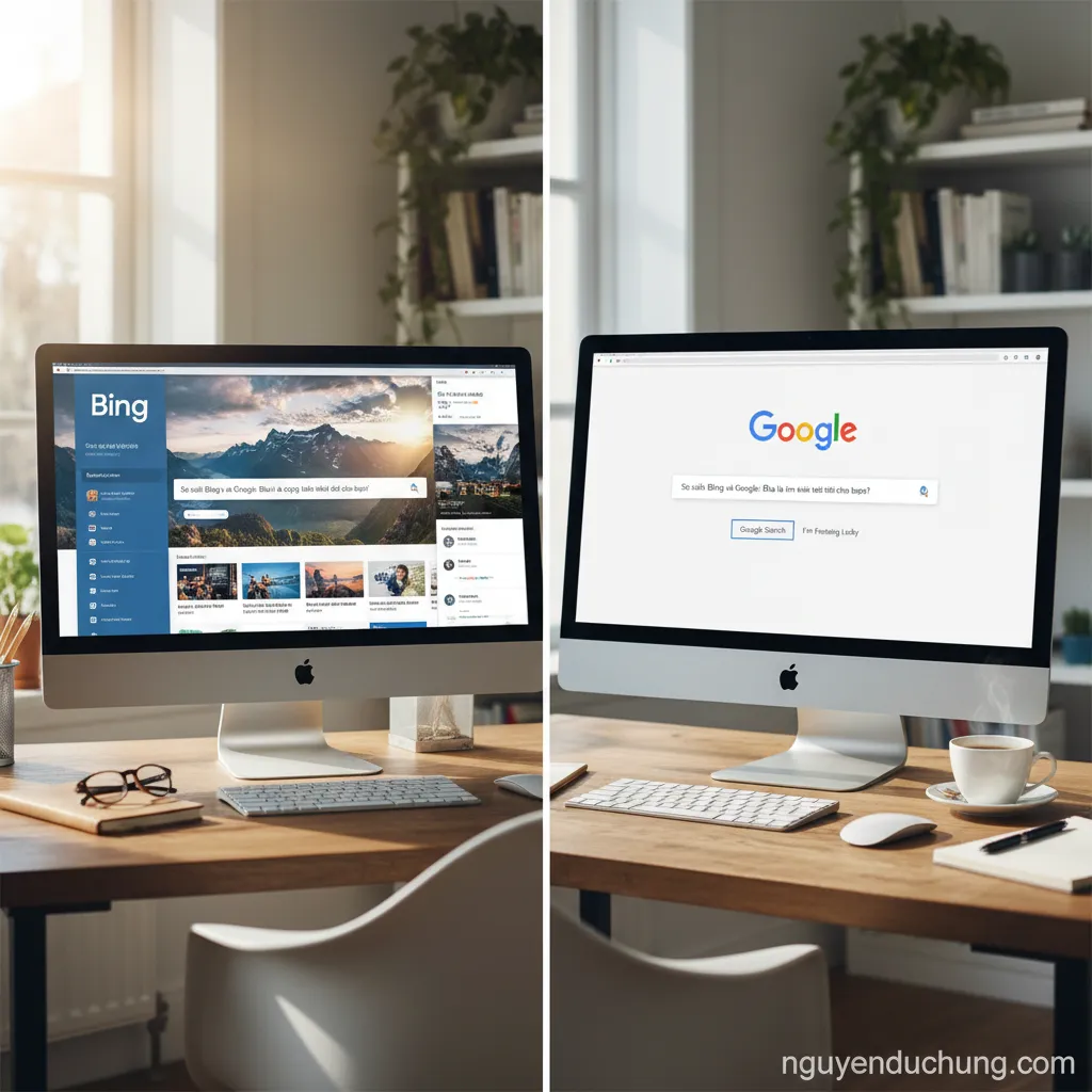 Giao diện Bing so với Google