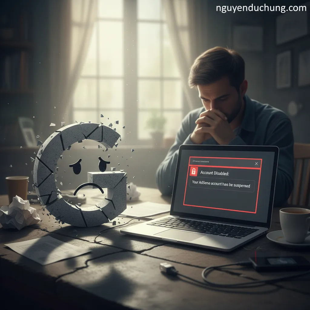 Khóa tài khoản google biểu tượng buồn